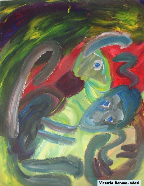 Monkey and Squriel acrylic abstract art