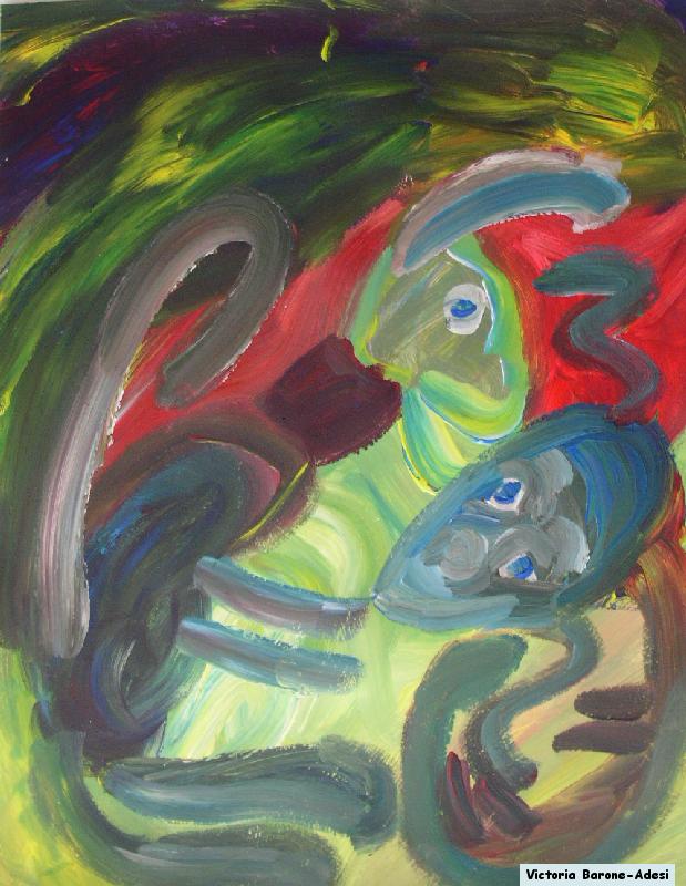 Monkey and Squriel acrylic abstract art